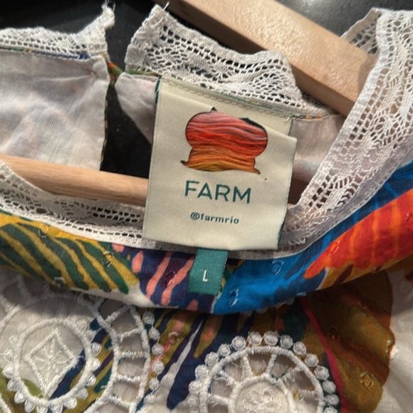 FARM RIO Ruffled printed Swiss-dot cotton mini dress SZ L - Picture 11 of 11